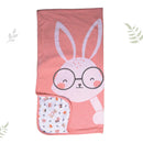Bamboo Cotton Baby Blanket | Animal Print | White & Pink