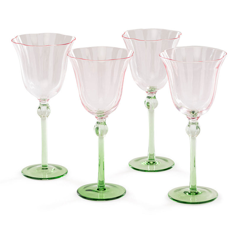 Wine Glasses Set | Pink & Green | 150 ml | 4 Pcs