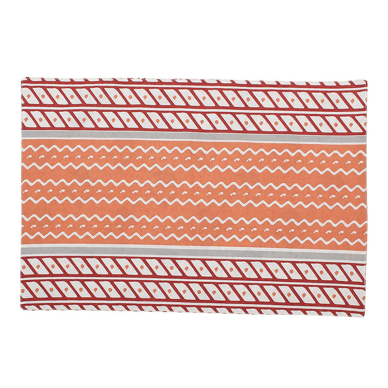 Cotton Table Mats | Place Mats | Abstract Design | Red | Set of 4