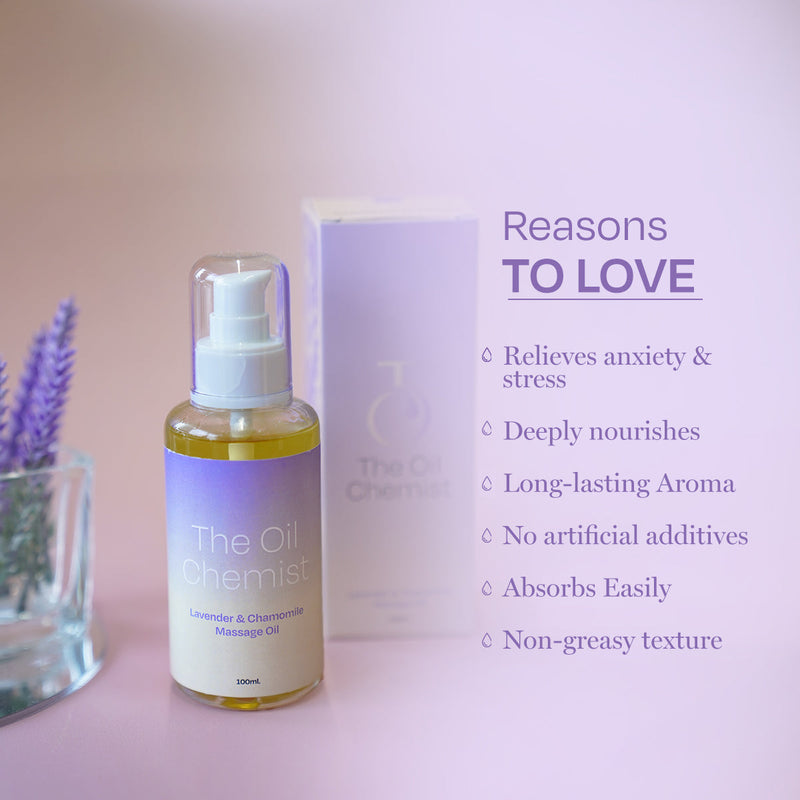 Body Massage Oil | Lavender & Chamomile | Reduces Stress | 100 ml