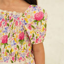 Cotton Top for Girls | Floral Print | Ecru Garden