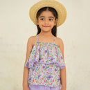 Cotton Top for Girls | Floral Print | Purple Garden