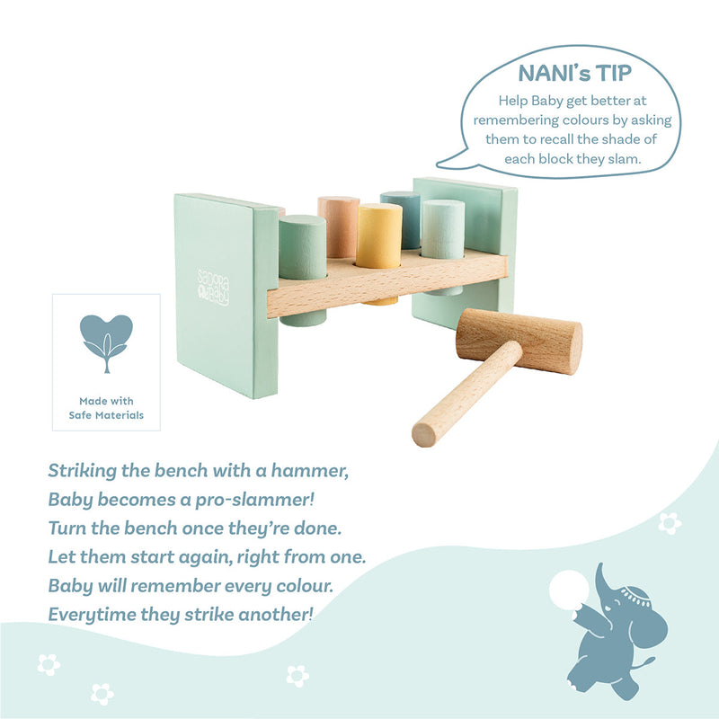 Wooden Toys for Baby | Little Builder Hammer Bench | Multicolour