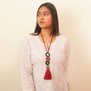 Pendant & Necklace | Braided Cotton Threads | Black & Maroon