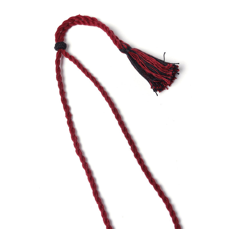 Pendant & Necklace | Braided Cotton Threads | Black & Maroon