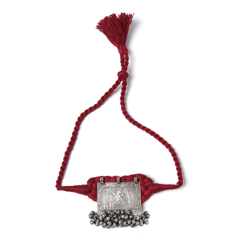 Choker Necklace | Cotton Threads & Ghungroos | Maroon