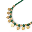 Brass Necklace for Women | Green & Golden | Cotton Thread