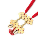 Brass Adjustable Necklace for Women | Red & Golden | Cotton Thread