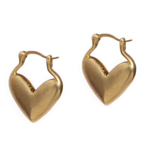 Brass Earrings for Women | Heart Shaped | Golden