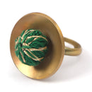 Brass Ring for Women | Green & Golden | Cotton Thread