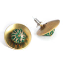 Brass Earrings for Women | Green & Golden | Cotton Thread