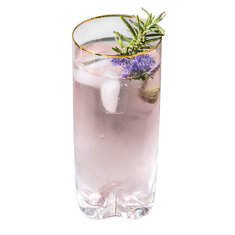 Drinking Glasses | Auric Highball | Transparent with Gold Rim | 350 ml | Set of 6