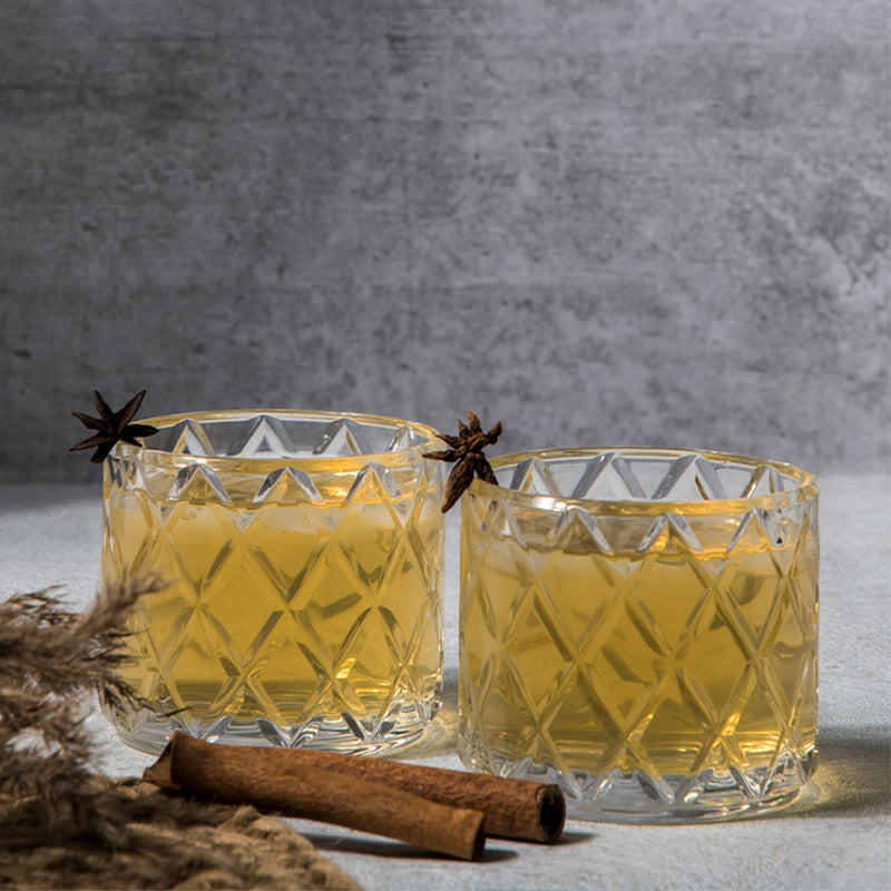 Whiskey Glasses | Diamond Design | Transparent | 320 ml | Set of 4