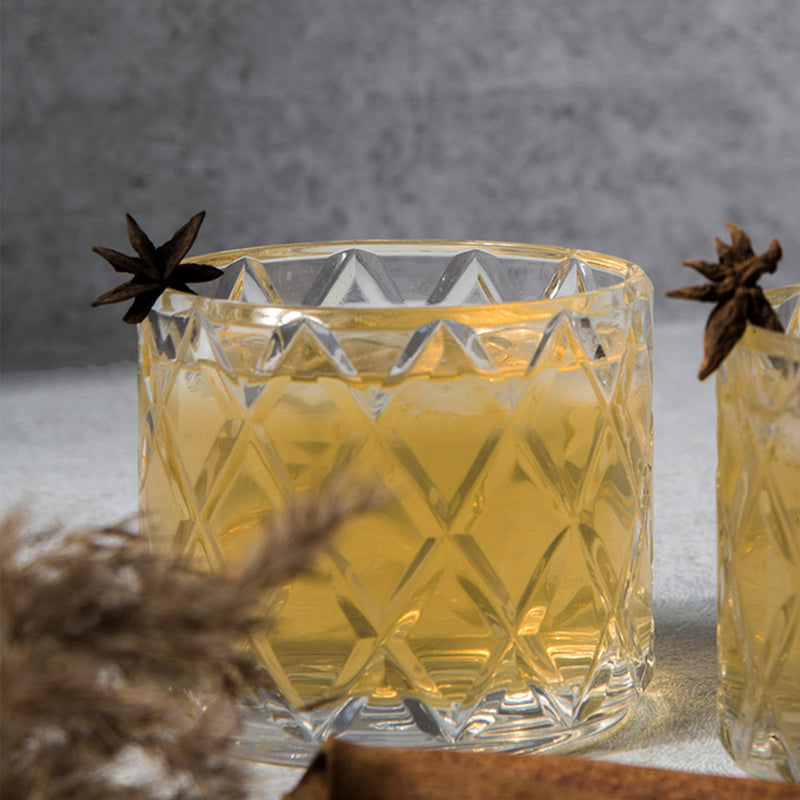 Whiskey Glasses | Diamond Design | Transparent | 320 ml | Set of 4