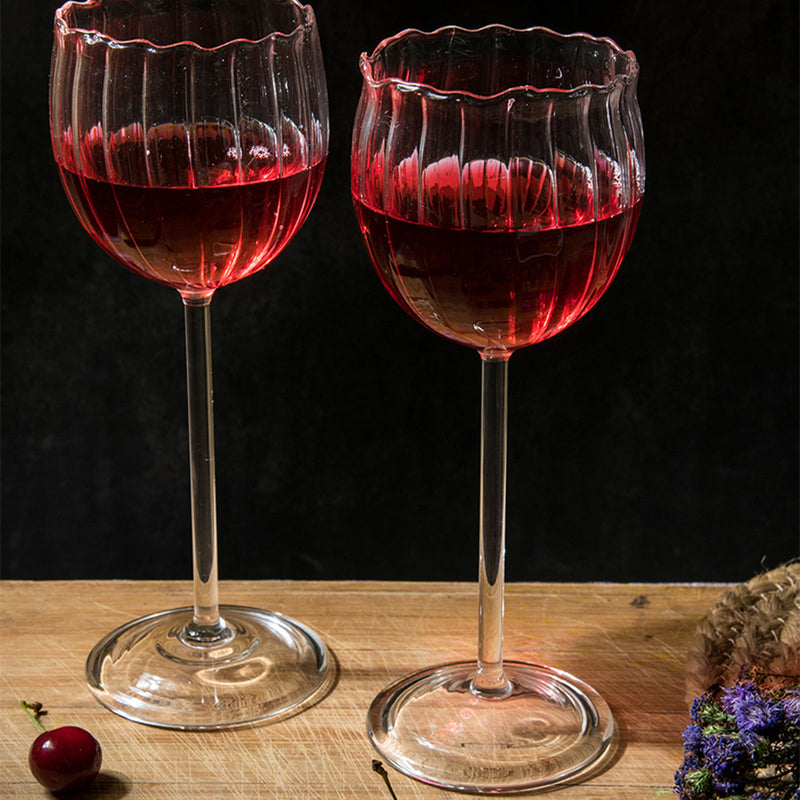 Wine Glasses | Rose Design | Transparent | 320 ml | Set of 2