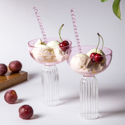 Glass Dessert Bowls with Roseate Glass | Pink | 240 ml | Set of 4