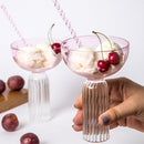 Glass Dessert Bowls with Roseate Glass | Pink | 240 ml | Set of 4