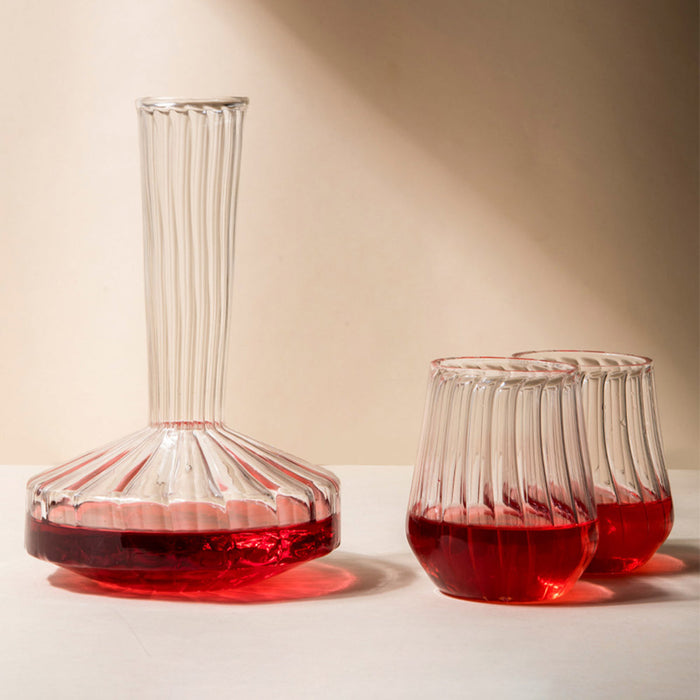 Glass Decanter with Glasses | Transparent | Set of 3