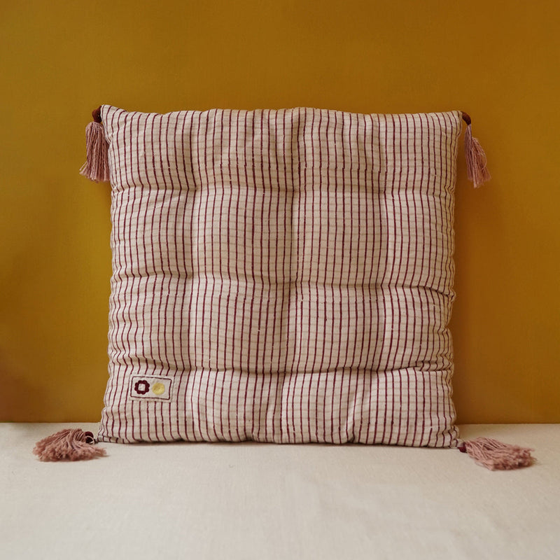 Cotton Floor Sitting Cushion | Red & Pink
