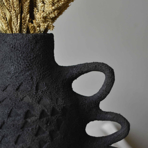 Longpi Pottery Flower Vase | Black