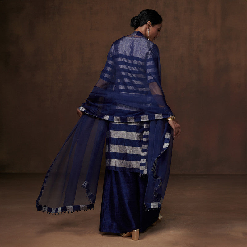 Chanderi Tissue Dupatta for Women | Deep Blue