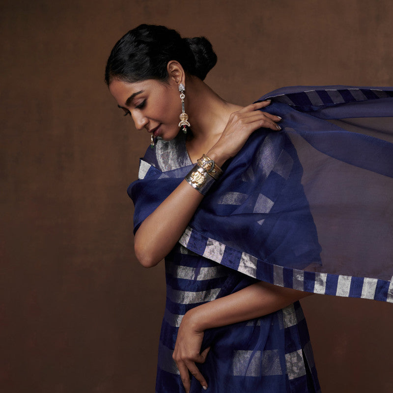 Chanderi Tissue Dupatta for Women | Deep Blue