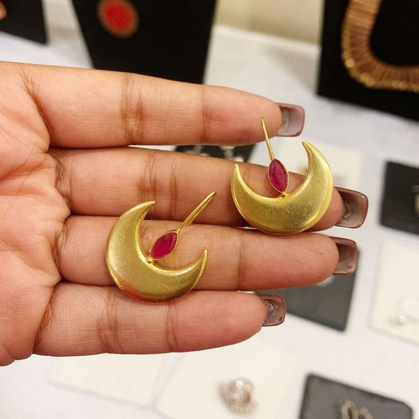 92.5 Silver Drop Earrings for Women | 18K Gold Plated | Trilochana