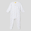 Cotton Baby Sleepsuit | Dot & Star Print | White