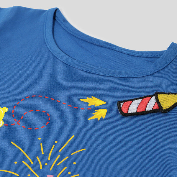 Cotton T-Shirt for Kids | Crackers Design | Navy Blue