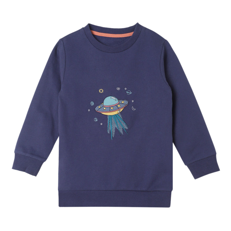 Cotton T-Shirt for Kids | Spaceship Design | Blue