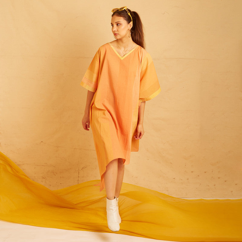 Cotton Kaftan for Women | Striped | Orange