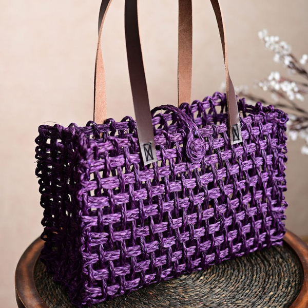 Mesh Handbag for Women | Lavender | Sabai Grass