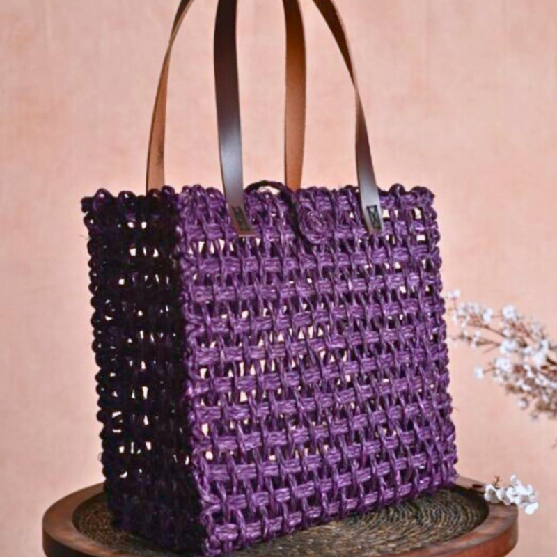 Mesh Handbag for Women | Lavender | Sabai Grass