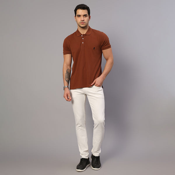 Brown Polo T-Shirt for Men | Supima Cotton