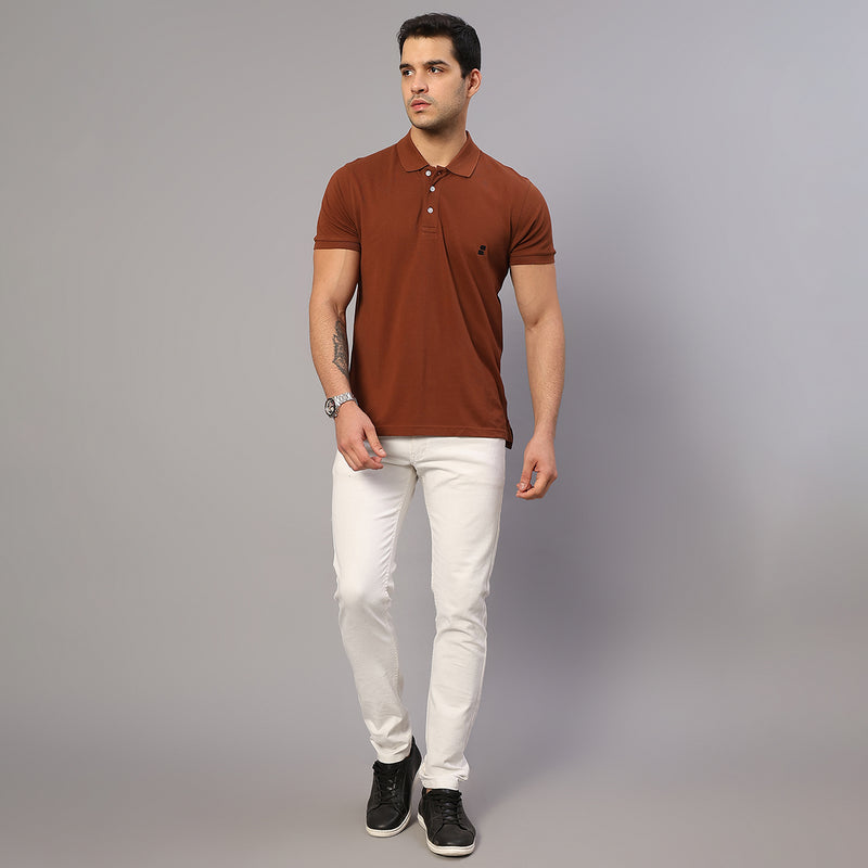 Brown Polo T-Shirt for Men | Supima Cotton