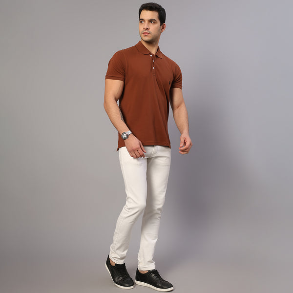 Brown Polo T-Shirt for Men | Supima Cotton