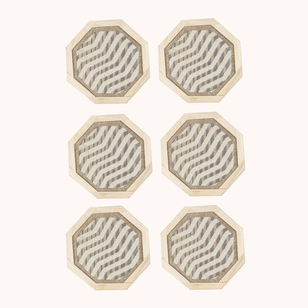 Cotton Coasters | Zig-Zag Design | Light Grey | Set of 2