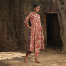 Cotton Embroidered Kurta Set | Block Printed | Brick Red