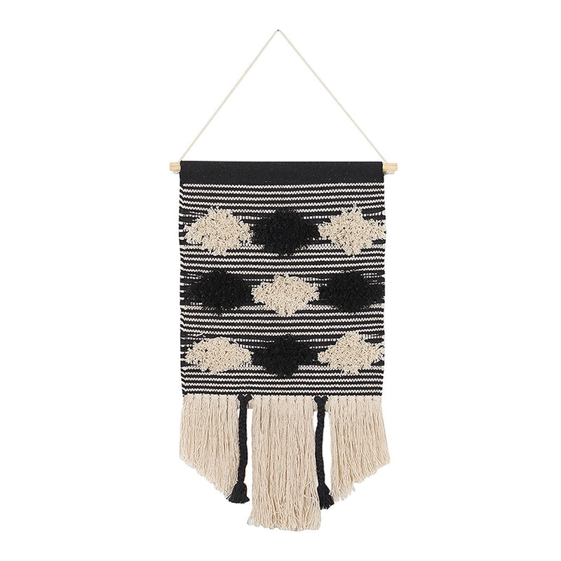 Cotton Wall Hanging | Woven Design | Black | 40 x 70 cm