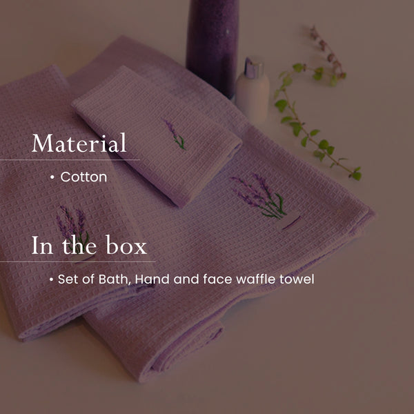 Cotton Towel Set | Bath Face & Hand Towel | Lavender | Set of 3