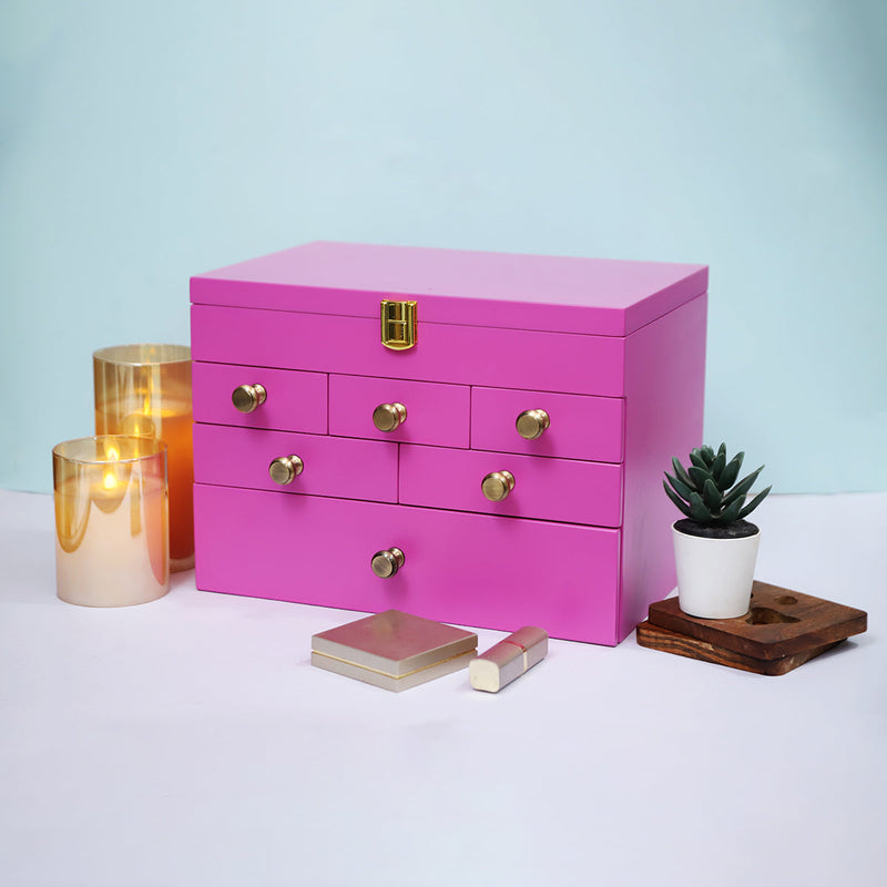 Wooden Makeup Organiser Drawer | Pink | 12 inches