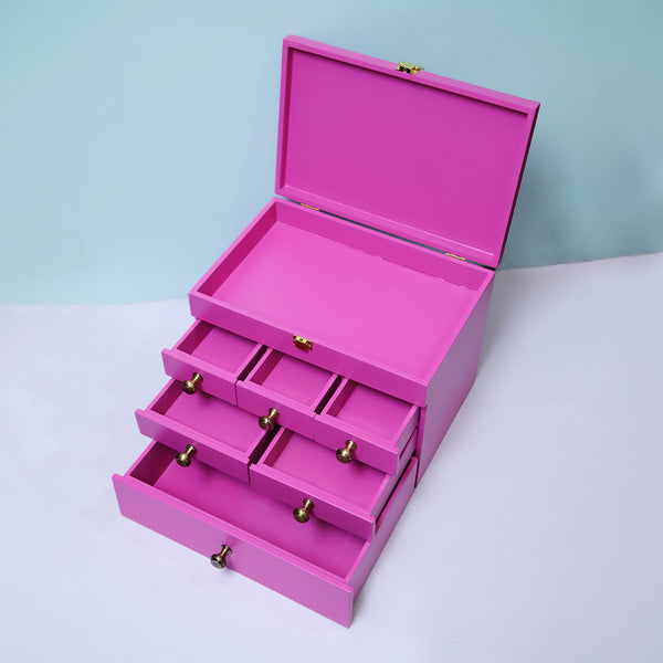 Wooden Makeup Organiser Drawer | Pink | 12 inches