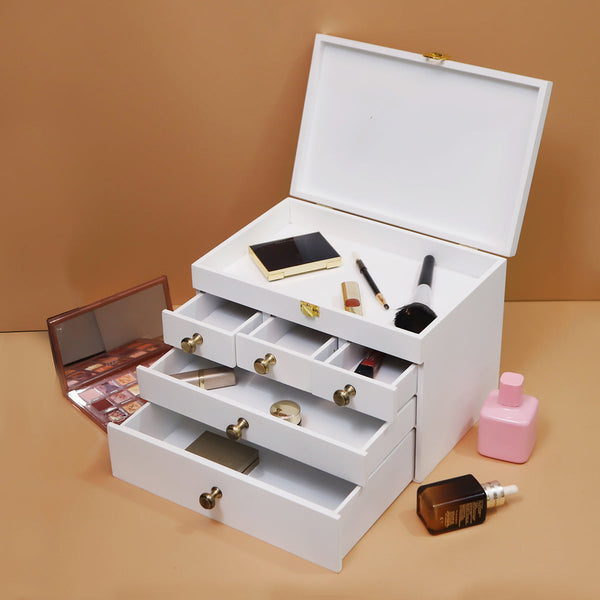 Wooden Makeup Organiser Drawer | White | 12 inches