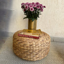 Seat Cushion Ottoman Stool | Water Hyacinth | Beige | 40 cm