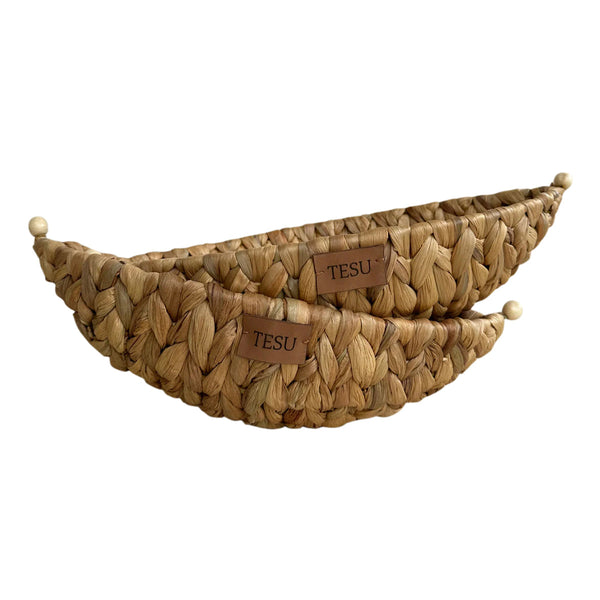 Water Hyacinth Storage Basket | Boat Shape | Brown | 35 cm