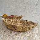 Water Hyacinth Storage Basket | Boat Shape | Brown | 35 cm