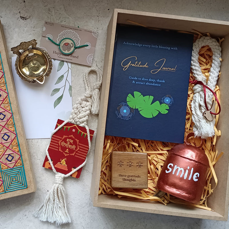 Festive Gift Hampers | Soy Wax Diya | Journal Dairy | Brass Diya.