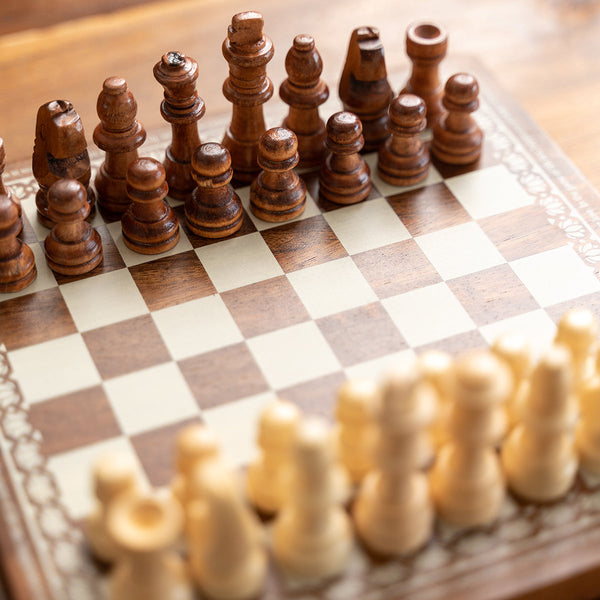 Wooden Chess Board Game for Kids | Brown | 20 cm