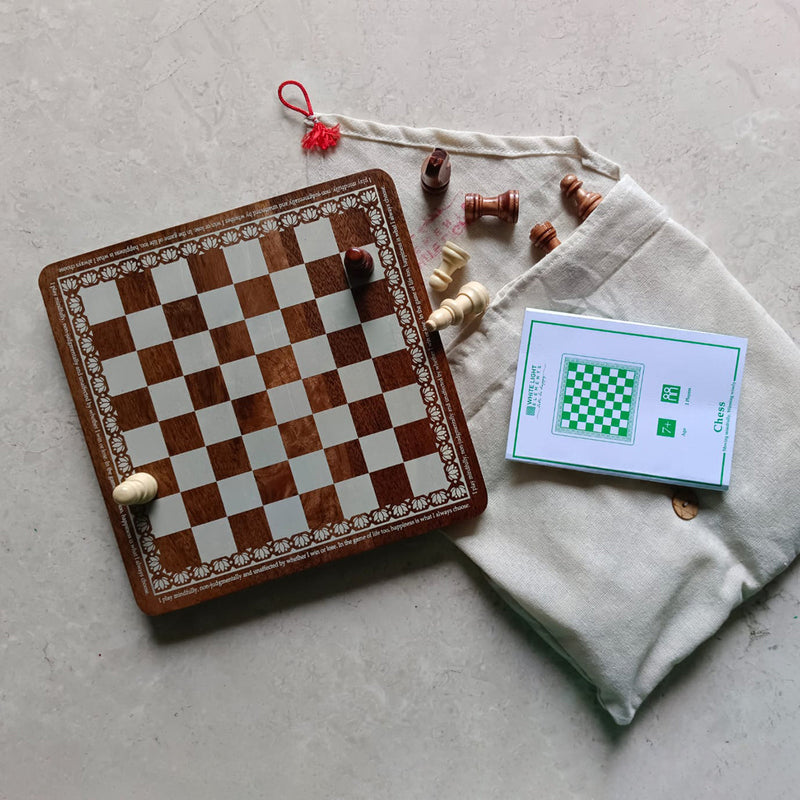 Wooden Chess Board Game for Kids | Brown | 20 cm