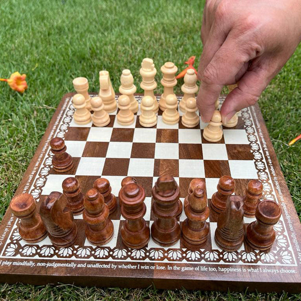 Wooden Chess Board Game for Kids | Brown | 20 cm